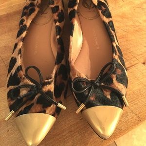 Cole Hann Calf Hair Ballerina Flats with gold tips